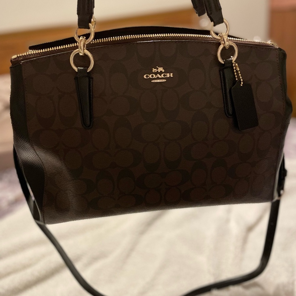 Coach Dark Brown Signature Satchel